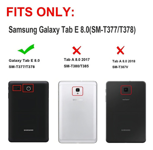 Funda Para Samsung Galaxy Tab E 8.0 Negro Soporte Rigida