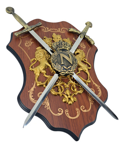 Enfeite Parede Espada Dupla Em X Suporte De Mdf N Coroa