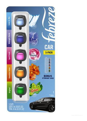 Febreze Clip Car 5 Unidades Ambientador Para Autos