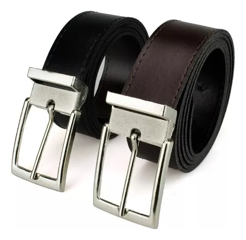 Kit 2 Cintos Social Masculino Sintético Dupla Face 120 Cm