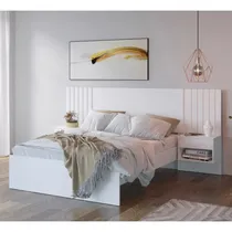 Comprar Cama + Cabecera+ Veladores Flotantes Ivanna Blanco Tu Mesita