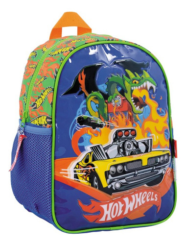 Mochila 12 Pulgadas Hot Wheels Infantil Nene Paseo Jardín Color Verde Diseño De La Tela Hot Wheels 75108