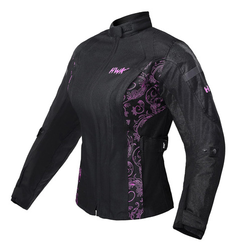 Chaqueta De Motociclista Hwk, Negro Y Rosa, Talle Xxl