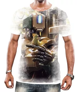 Camisa Camiseta Masculina Overwatch Bastion Jogo Em Alta 3