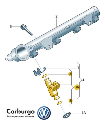 Imagem 5 de 7 de Kit 4 Bico Injetor Golf Polo A3 1.6 Gasolina Original Vw