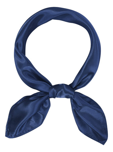2pzs Masajes De Seda Sólido Para Mujer Pañuelo Tipo Seda Color Azul marino