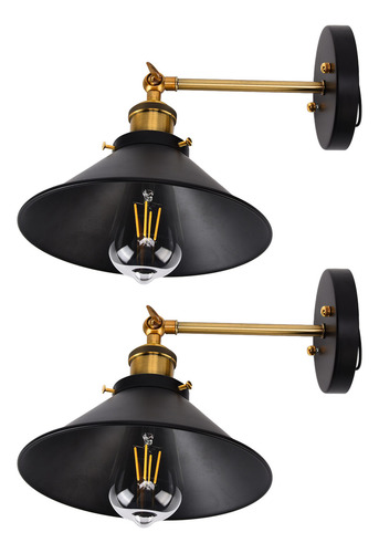 Juego De 2 Apliques De Pared Vintage E26/e27 Industriales