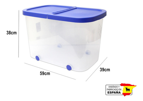 Caja Multiusos Tapa Ruedas Almacenamiento Organizador 60 L Color Azul