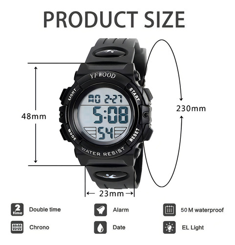 Reloj pulsera Yfwood Black