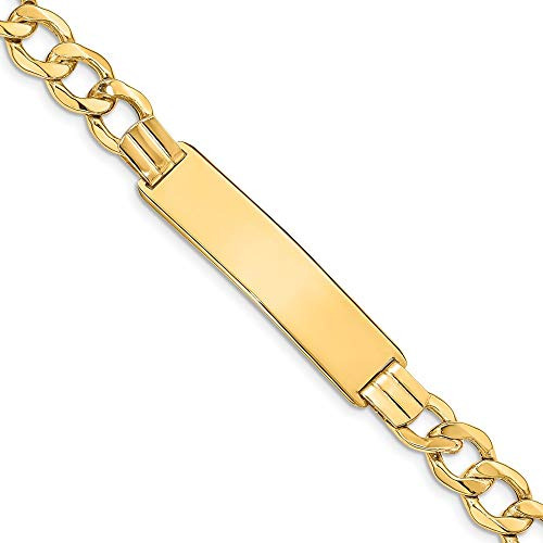 Pulsera De Identificación De Oro Amarillo Sólido 14k