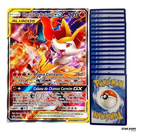 Carta Pokémon Charizard & Braixen Gx Lançamento Em Português em