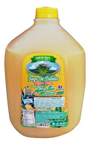 (1 Galón) Jugo De Sábila Sabor Piña Earth Life Aloe