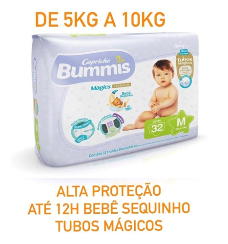 Fralda Capricho Bummis Magics Premium Jumbo M C/32 Gênero Sem gênero Tamanho Médio (M