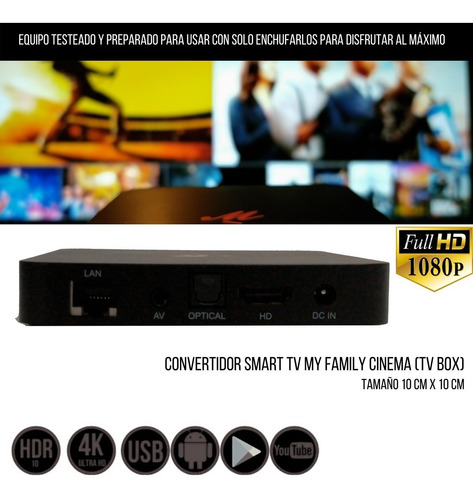 Convertidor Smart Tv Box Android Hdmi Pelis My Family Cinema