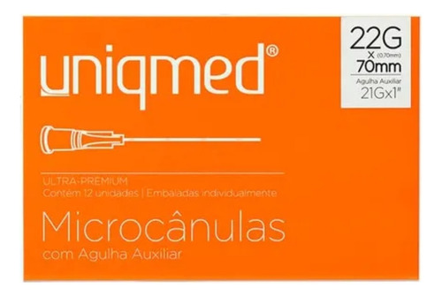 Microcânulas C/ Agulha Auxiliar 22g X 70mm(21gx1 ) C/ 12 Und