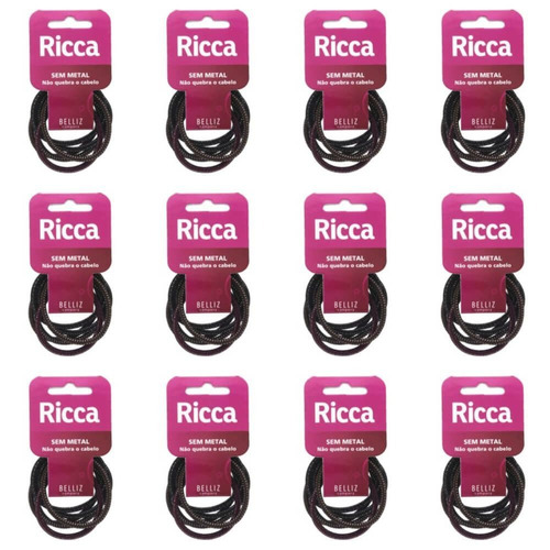 Imagem 1 de 1 de Ricca 895 Elástico Cabelo S/ Metal Brilho 4mm C/6 (kit C/12)