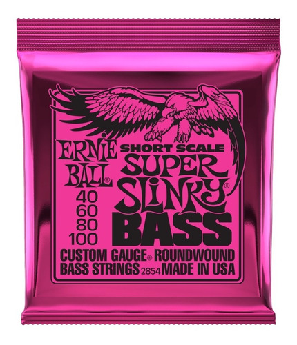 Cordas de baixo elétrico Ernie Ball Super Slinky, pacote 2854