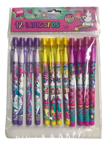 12 Lapiceros Con Punta Intercambiables Color Unicornio