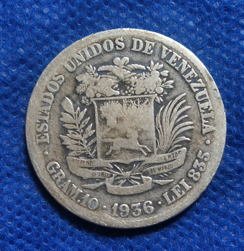 Monedas De (plata) 2 Bolivares Año 1936 Buen Estado  