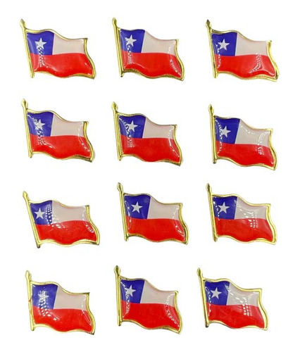 Pines Botón Medalla Bandera De Chile (12 Unidades)