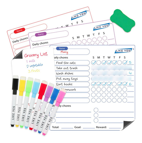 Tabla Magnética De Tareas Para Niños, 3 Unidades Y Planifica