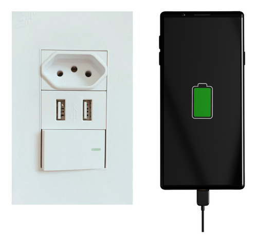 Tomada Parede Dupla Entrada Usb Bivolt Qualidade Tecnologia Cor Modelo 10
