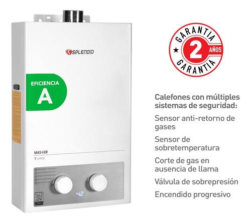 Calefont Splendid 7 Litros Gas Licuado Tiro Forzado