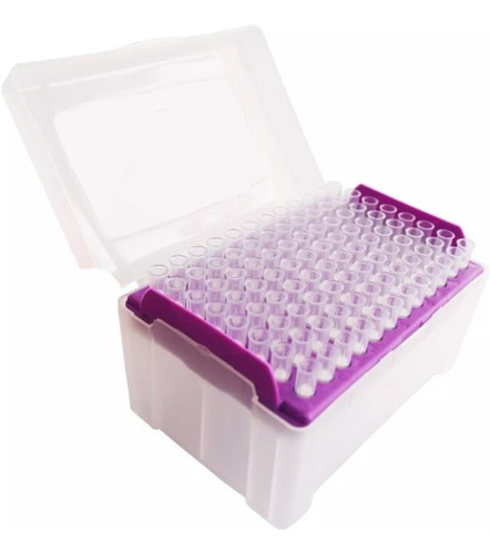 Ponteira 20ul Longa Estéril Livre Dnase Rnase 01 Rack C/ 96u Cor Neutro/roxo