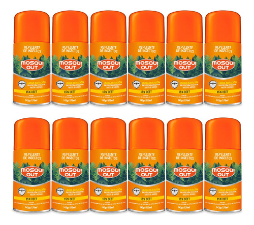 Repelente Mosquitos Mosqui Out Spray Aerosol 170ml X 12 Unid