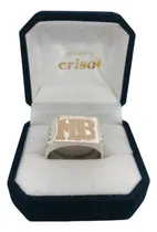 Comprar Anillo Sello Plata C\u002F2letras Oro Y Coronas Plata (s145)