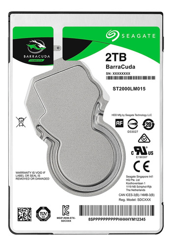 Disco Rigido Seagate 2tb Barracuda 2.5 Notebook Fullstock