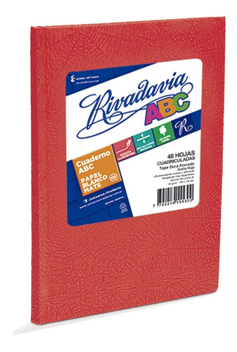 Cuaderno Rivadavia Nº3 Abc Cuadriculado Araña Rojo 50 Hojas