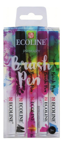 Ecoline Brush Pen Marcador Set X 5 Unidades Primario