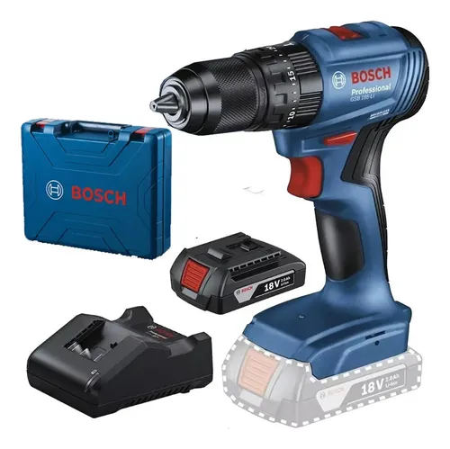 Rotomartillo Inalámbrico Bosch GSB 185-LI Brushless 1/2 Pulg. con Batería 2.0Ah, Cargador y Maletín Profesional (06019K31G1)