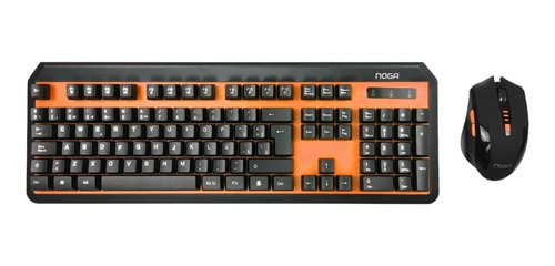 Imagen 1 de 2 de Kit de teclado y mouse gamer inalámbrico Noga NKB-40 Español de color negro y naranja