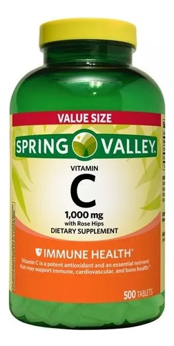 Vitamina C Spring Valley 500mg X 500 Tab.