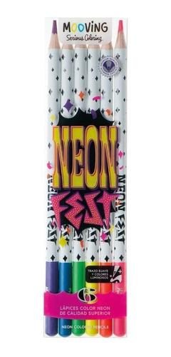 Lapices Colores Neon Mooving Serious Coloring X 6