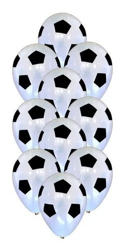 10 Globos De Latex Estampados Pelota Futbol Pentagono