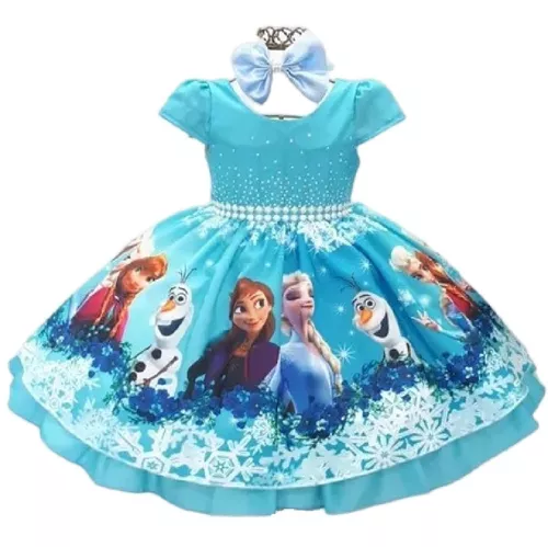 Vestido Frozen Infantil Rainha Elsa + acessórios de Brinde