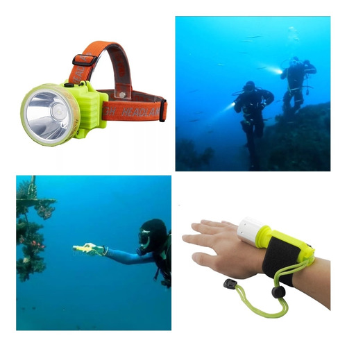 Kit Lámpara De Buceo Profecional Sumergible Recargable 