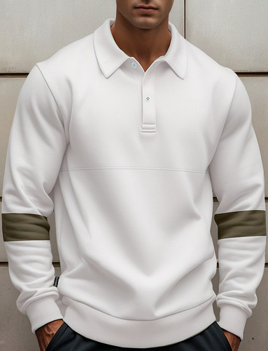 Sudadera Holgada Con Solapas Y Botones Para Hombre