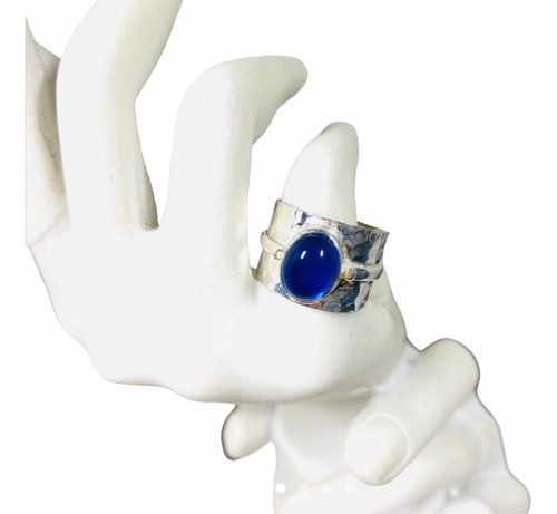 Anillo Tipo Spinner Plata India Topacio Azul Suizo Natural