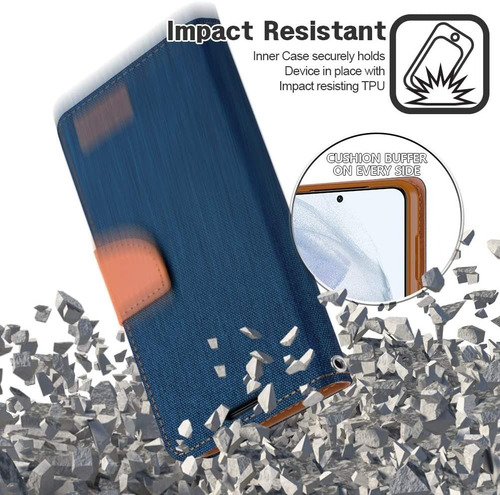 Imagen 5 de 6 de Funda Protector Cartera Con Tarjetero Canvas Para Huawei Y9a