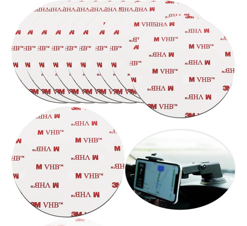 Paquete De 10 Almohadillas Adhesivas Circulares De Doble Car