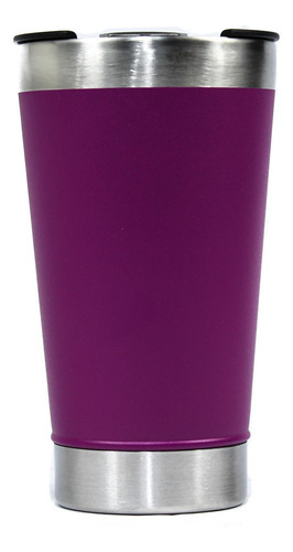 Copo Térmico Com Tampa E Abridor Cor Roxo Aço Inox 473 Ml