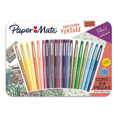Plumígrafos Paper Mate Colección Vintage 24 Colores