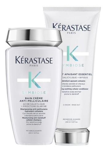 Kit Tratamiento Anti Caspa Hidrata la Fibra Capilar Shampoo Y Acondicionador Kerastase Symbiose Creme 250ml