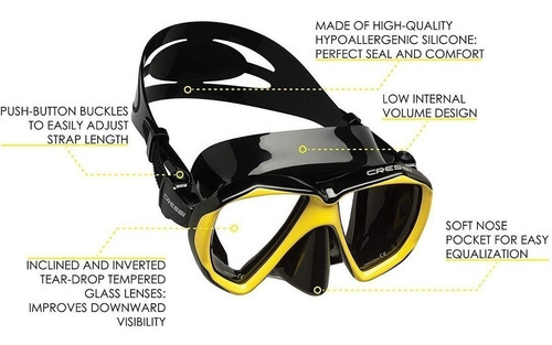 Combo Cressi Visor Ranger Tao Para Buceo Negro / Amarillo