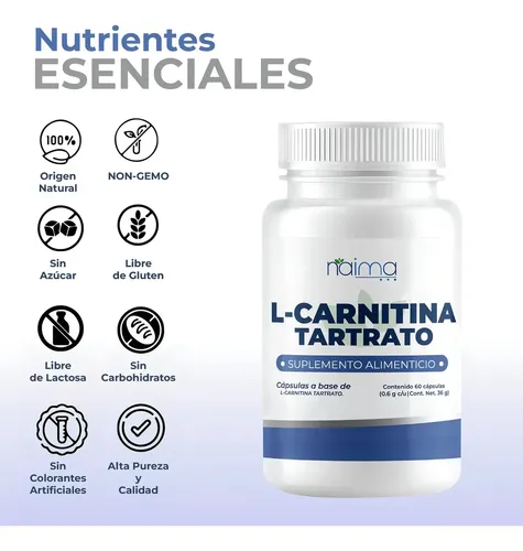 L-Carnitina Tartrato Naíma 1200 mg para Rendimiento Deportivo