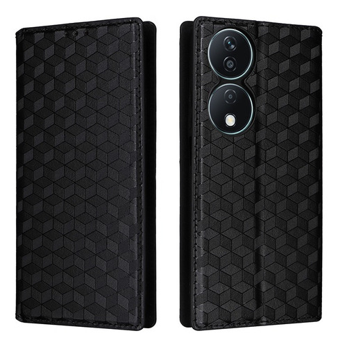 ~ For Honor X7b Cubic Patterned Pu Wallet Card Holder Case